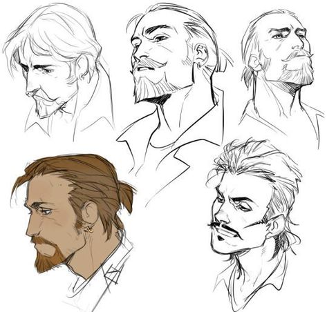 Drawing beards facial hair Heads To Draw, Male Face Art Reference, Hair Perspective Drawing, Anime Face Perspective, Male Expressions Drawing Reference, Face Perspective Drawing, Male Faces Drawings, How To Draw Male Face, Face Perspective Reference