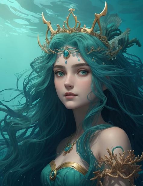 Amphitrite: The Queen of the Sea Amphitrite Goddess Art, Chinese Goddess, Queen Of The Sea, Art History Timeline, Japanese Goddess, Greek Paintings, Goddess Of The Sea, Ancient Goddesses, Celtic Mythology