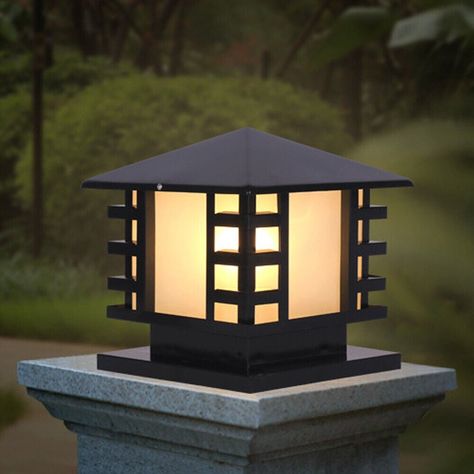 Inspired by the Japanese architectural structure, this outdoor column light is retro and simple in appearance. It is not only a lighting tool, but also a rare decorative prop. Pillar Lights Outdoor, Modern Path Lights, Outdoor Pillar Lights, Led Post Lights, Outdoor Columns, Yard Gate, Gate Lights, Column Lighting, Gate Post