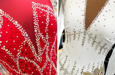 Costume Rhinestone Patterns, Diy Rhinestone Corset, How To Rhinestone Dance Costumes, Diy Rhinestone Dress, Rhinestone Patterns Dance Costumes, Aerial Costume, Rhinestone Costume, Gym Dance, Rhinestone Outfit