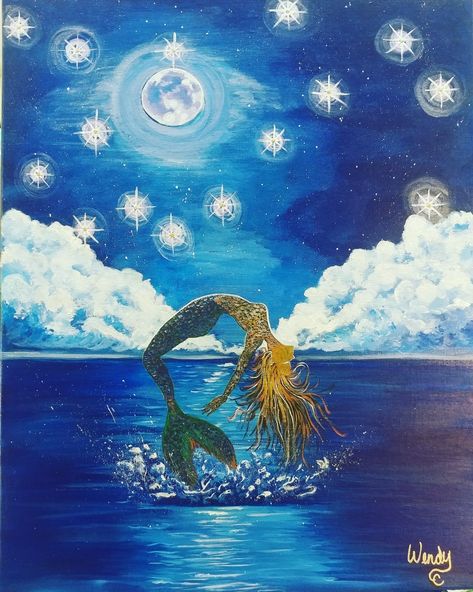 The Art Sherpa Bella Luna jumping mermaid #theartsherpafeatures Mermaid Jumping Out Of Water, Art Sherpa, The Art Sherpa, Cool Art Drawings, Acrylic Paintings, Painting Ideas, Cool Art, Acrylic Painting, Mermaid