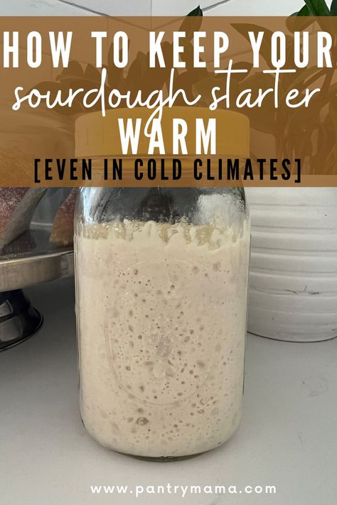 How to keep sourdough starter warm even during winter and in cold climates using simple methods like warm water, microwave, yogurt maker. Make Sourdough Starter, Dough Starter, Sourdough Bread Starter, Fermentation Crock, Starter Recipe, Sourdough Starter Discard Recipe, Bread Starter, Homemade Sourdough Bread, Homemade Sourdough