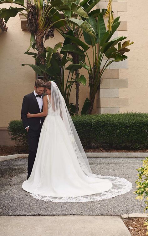 Chic Floral Ballgown with Lace and Dove Satin | Stella York | Wedding Dresses Floral Ballgown, Stella York Bridal, Bridal Traditions, Stella York Wedding Dress, Essense Of Australia, Wedding Dress With Pockets, Illusion Tulle, Stella York, Satin Wedding Dress