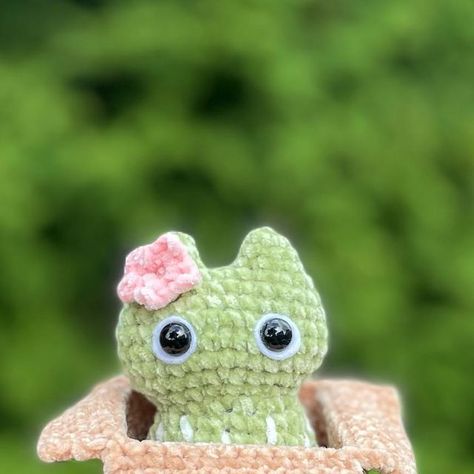 Ideas En Crochet, Cat Cactus, Cactus Cat, Cat Plush, Crochet Cat, A Pattern, In A Box, Cute Cat, A Box