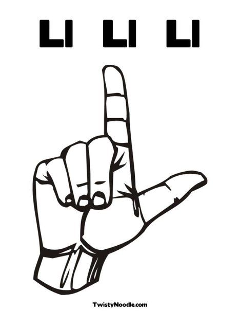 Ll   Ll   Ll Coloring Page from TwistyNoodle.com Sign Language Letters, Wedding Photography Album Design, Asl Sign Language, Sign Language Alphabet, Clip Art Free, Learn Sign Language, Tattoo Signs, Holiday Lettering, Language Art