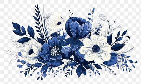 Blue Flower Png, Wedding Illustration Card, Floral Backgrounds, Navy Blue Flowers, Church Graphic Design, Wedding Illustration, Poster Background Design, Butterfly Painting, Plant Pattern