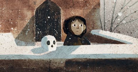 The Skull Jon Klassen, Jon Klassen Illustration, Folktale Illustration, Folktale Art, Jon Klassen, Funny Dark, Anchor Tattoo Design, No Children, Weird Funny