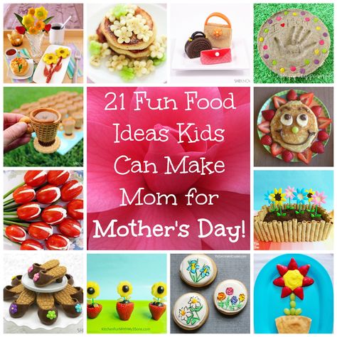 Mothers-Day-Fun-Food-Ideas Snack Ideas Easy, Preschool Food, Recipes Kids Can Make, Ideas For Mothers Day, Kids Treats, Mothers Day Desserts, Kid Recipes, Dessert Recipes For Kids, Instagram Recipes