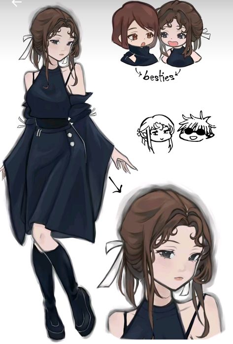 Demon Slayer Oc Hairstyles, Jjk Female Uniform, Mhm Oc, Jjk Oc Outfit, Jjk School Uniform, Jjk All Characters, Jujutsu Kaisen Outfit Ideas, Jjk Oc Uniform Ideas Female, Jjk Outfit Ideas