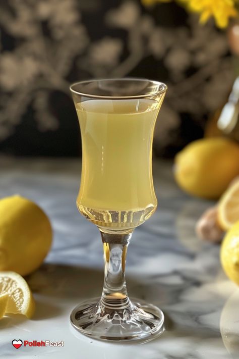 Polish Cytrynówka (Lemon Vodka) Scandinavian Baking, Polish Pierogi, Polish Foods, Polish Desserts, Drinks Summer, Lemon Vodka, German Baking, Liqueurs Recipes, Boozy Desserts