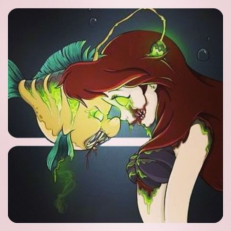 Zombie Ariel Mermaid Zombie, Creepy Disney, Twisted Princesses, Twisted Disney Princesses, Zombie Princess, Princesas Disney Anime, Disney Horror, Evil Disney, Alternative Disney