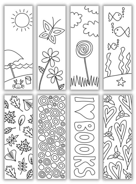 Book Mark Templates, Bookmark Coloring Free Printable, Coloring Book Marks, Free Printable Bookmarks Templates, Color Bookmarks, Coloring Bookmarks Free, Paper Patterns Design, School Bookmarks, Cool Bookmarks