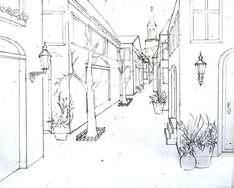 Linear Perspective Drawing, Happy Family Art, 2 Point Perspective Drawing, Architecture Perspective, Drawing Perspective, 1 Point Perspective, Perspective Photos, Perspective Sketch, Drawing Architecture