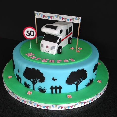 Motorhome 50th Birthday Cake Motorhome Cake, Caravan Cake, Camping Cakes, Funny Wedding Cakes, 70th Birthday Cake, 80 Birthday Cake, 50th Birthday Cake, Cake Pictures, 80th Birthday