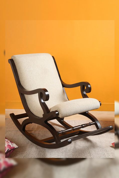 With a mid-century design to complement any Décor, this rocking chair is sure to please. Rocking Chair Aesthetic, Rocking Chair Diy, Rocking Chair Living Room, Chairs Diy, Chair Aesthetic, Wood Rocking Chair, Rocking Chair Cushions, Rocking Chair Set, Aesthetic Room Ideas