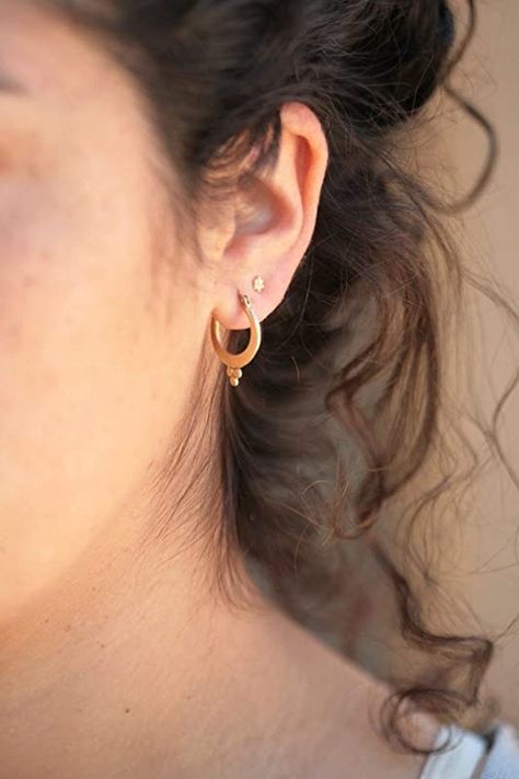 Amazon.com: Tiny Solid Gold Cute Flower Stud earrings, Boho Minimalist Artisan Handmade Jewelry in 14k Yellow Gold, Tiny Indian Boho Dot Posts for Second Hole, Small Real Gold Studs (14k Solid Yellow Gold) : Handmade Products Indian Earrings Gold, Tiny Gold Earrings, Unique Hoop Earrings, Gold Earrings Indian, Artisan Jewelry Handmade, Earrings Indian, Indian Jewellery Design Earrings, Solid Gold Earrings, Earring Gold