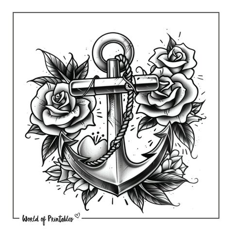 Anchor And Rose Tattoo For Women, Anchor With Flowers, Anchor With Rose Tattoo Design, Anchor With Flowers Tattoos For Women, Anchor Flower Tattoo, Flower Tattoo Designs, Flower Tattoo, Tattoo Designs, Tattoos