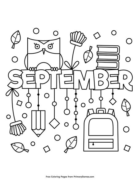 September Months Of The Year Printables Free Coloring Pages, Month Coloring Pages Free Printable, September Printables Free, Monthly Coloring Pages, September Coloring Pages, Free Printable Fall Coloring Pages, Month Coloring Pages, Fall Coloring Sheets, September Colors