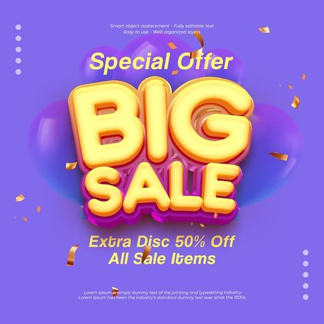 Mega Sale Design, Payday Sale, Big Sales Banner, Sale Banner, Sale Promotion, Text Effect, Text Effects, Cinema 4d, Big Sale