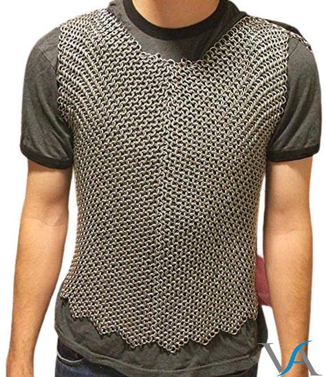 "Handmade Materials: ALUMINIUM Description Medieval Aluminum Chainmail Shirt Butted Chain Mail SLEEVELESS ARMOUR MATERIAL:- ALUMINIUM Small:- Chainmail shirt Chest Size : 44 Inches(Approx) ,Length from shoulder : 26 inches(Approx), Chainmail shirt will fit a person of 32 to 36\" chest, Medium:- Chainmail shirt Chest Size : 50 Inches(Approx) ,Length from shoulder : 28 inches(Approx Chainmail shirt will fit a person of 36 to 42 \" chest, Large:- Chainmail shirt Chest Size : 55 Inches(Approx) ,Leng Chainmail Shirt, Chainmail Armor, Armor Shirt, Costume Boots, Half Sleeve Shirts, Medieval Knight, Mild Steel, Chain Mail, Chest Size