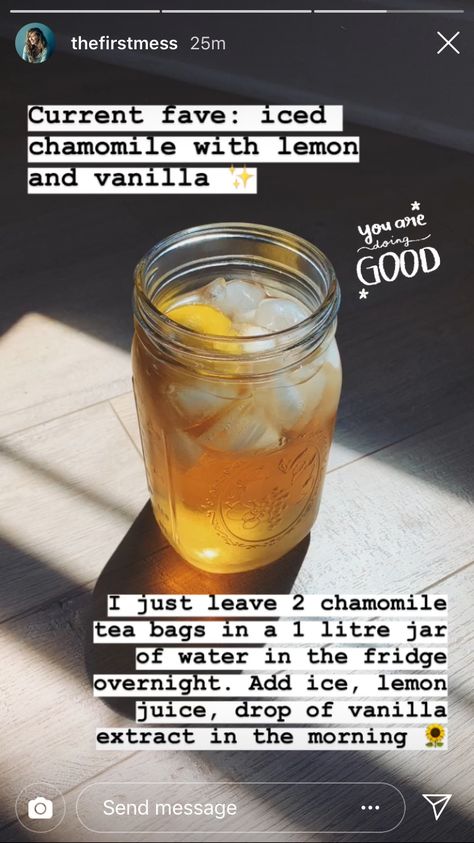 Tea Drink Recipes, Summer Tea, Healthy Drinks Recipes, Chamomile Tea, Lemon Tea, Smoothie Drinks, Tea Recipes, Yummy Drinks, Healthy Drinks