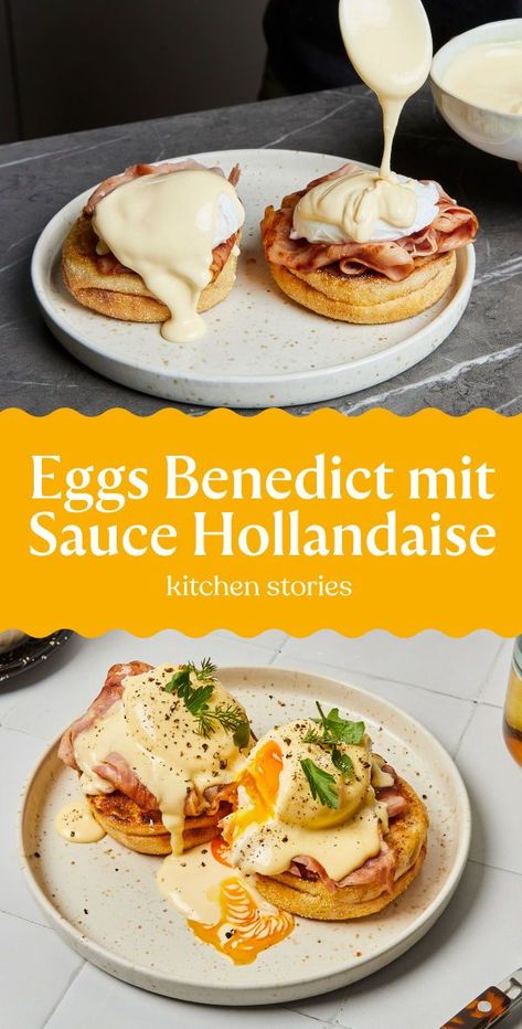 Das ist dein Zeichen, deine Freund:innen zum Brunch einzuladen! Immer wenn du mit deinen Freund:innen brunchst, genießt du köstliche Eggs Benedict. Wir zeigen dir, wie du diesen Brunch-Klassiker ganz einfach zuhause zubereiten kannst. Und das schmeckt mindestens genauso gut wie im Café. Deine Freund:innen werden begeistert sein, versprochen. Egg Benedict, Sauce Hollandaise, Kitchen Stories, Eggs Benedict, Egg, Food And Drink, Sauce, Blogger