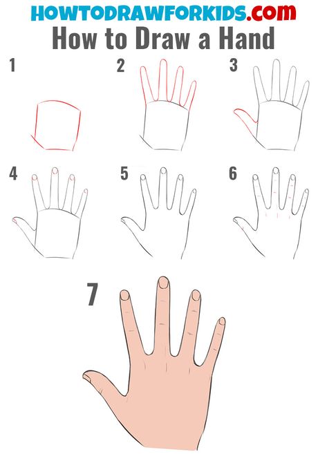 How to draw a hand easy for kids Drawing Hands For Beginners, How To Draw Hands Cartoon, How To Draw Hands Step By Step Easy, Ways To Draw Hands, How To Draw Hands Easy, Draw Anatomy, Easy Hand Drawings, Hands Tutorial, Easy Drawing Steps