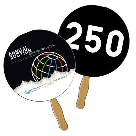 Round Sandwich Auction Paddle - Full Color Laminated Round Sandwich, Auction Paddles, Book Edits, Roaring 20, Auction Ideas, Charity Organizations, Paper Board, Custom Fans, Kids Logo