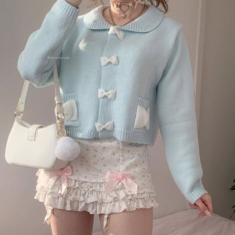 Soft Dresses, Geeky Clothes, Pastel Kawaii, Rainbow Fashion, Kawaii Fashion Outfits, Soft Clothes, Waist Chain, Cardigan Top, Really Cute Outfits