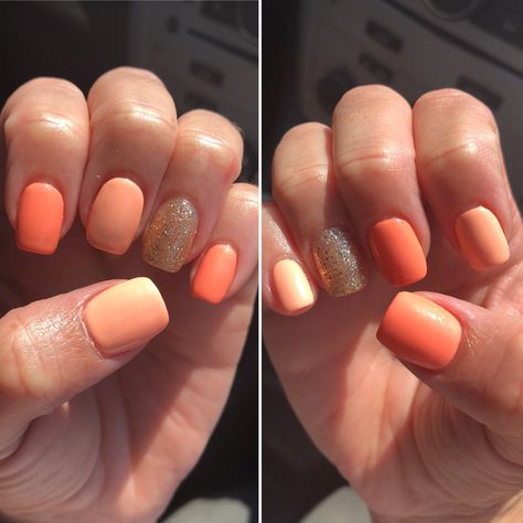 Peachy Orange Nails, Summer Nails Peach, Gold Nail Inspiration, Summer Orange Nails, Summer Nails Orange, Nail Purple, Summer Nails 2018, Summer Nails Almond, Blue Nail Color