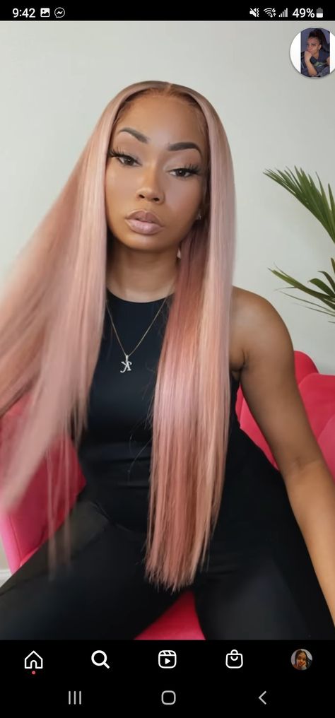 Pale pink hair black woman Blonde And Pink Hair Black Women, Rose Pink Hair Black Women, Pink And Black Hair Black Women, Light Pink Hair Black Women, Pink Blonde Hair Rose Gold Black Women, Soft Pink Hair Black Women, Rose Gold Hair Black Women, Light Pink Wigs For Black Women, Pink Hair On Black Women