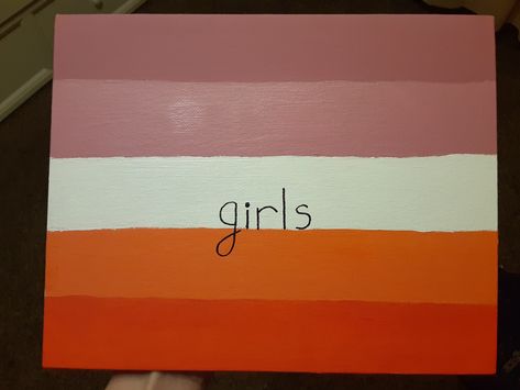 Lesbian Art Ideas Simple, Lesbian Flag Painting, Lesbian Canvas Art, Lesbian Paintings Canvases, Lesbian Paintings Simple, Pride Paintings Ideas, Flag Painting, Lesbian Flag, Lesbian Art