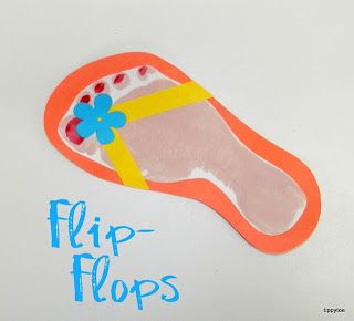 Footprint Flip-Flops Flip Flop Craft, Footprint Crafts, Summer Preschool, Daycare Activities, Summer Crafts For Kids, Ocean Crafts, Footprint Art, Handprint Crafts, Daycare Crafts