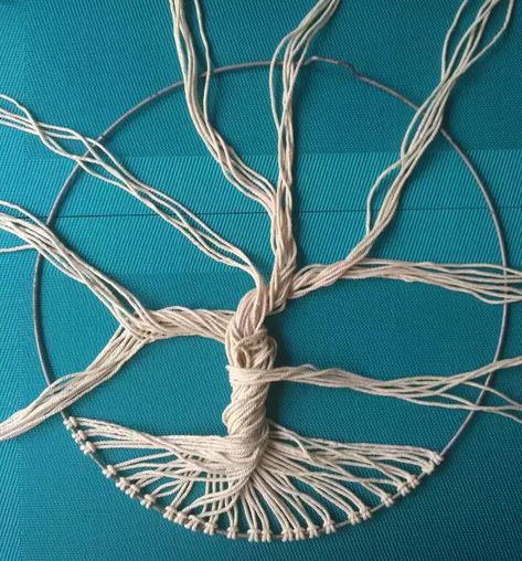 How to make a Tree of Life with rope - Imgur Rope Tree, Tree Of Life Macrame, Tree Of Life Crafts, Macrame Tree, Atrapasueños Diy, Art Macramé, Dream Catcher Craft, Macrame Wall Hanging Diy, Dream Catcher Diy