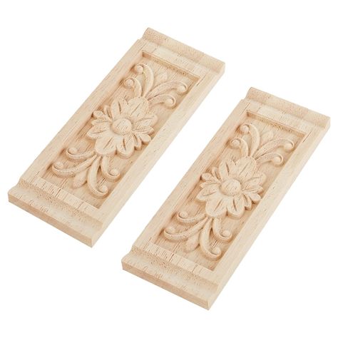 PRICES MAY VARY. Great material: Made of Wood. This wood carved applique is natural, environmental friendly, safe and durable.Easy install, can be DIY to any place you like. Size: About 60mm wide, 160mm long, 9.5mm thick. The appropriate size can be pasted on any furniture to meet your various production needs. Special design: The wood carved applique comes with exquisite carving patterns, heavy classical taste, make your life more comfortable and quiet. DIY decoration: The excellent workmanship Wood Decals, Unpainted Furniture, Furniture Appliques, Wood Appliques, Wood Stairs, Bathroom Inspiration Decor, Door Furniture, Wood Carved, Door Wall