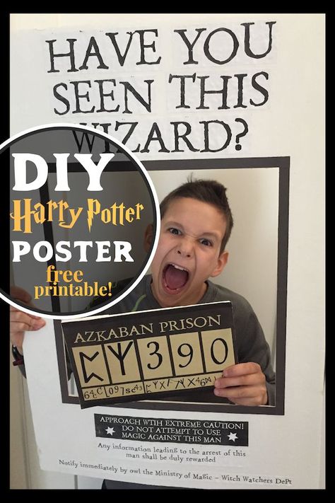 DIY Harry Potter Sirius Black Have you seen this Wizard poster photo booth free printable. Harry Potter and the Prisoner of Azkaban birthday party decor. #papertraildesign #HarryPotter #haveyouseenthiswizard #hogwarts Harry Potter Undesirable No 1 Printable, Diy Harry Potter Wanted Poster, Have You Seen This Wizard Poster, Slytherin Bday Party, Have You Seen This Wizard, Harry Potter Wanted Posters Printable, Pin The Nose On Voldemort Printable, Harry Potter Photo Booth, Poster Free Printable