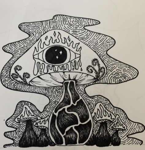 trippy art inspo mushroom drawing trippy eye drawing ideas art ideas for drawing in a  sketchbook Trippy Eye Drawing, Eye Drawing Ideas, Trippy Eye, Eyeball Tattoo, Sharpie Drawings, Ideas For Drawing, Scary Eyes, Arte Aesthetic, Trippy Drawings