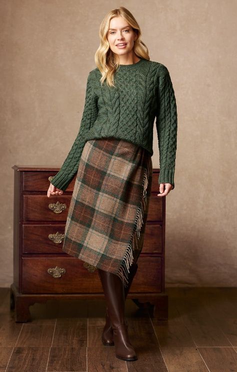 Ladies’ Tweed Skirts | House of Bruar Tweed Skirt Outfit Casual, Tweed Skirt Pattern, British Fall Outfits, Wool Skirt Outfit Winter, Tweed Skirt Outfit, Wool Skirt Outfit, Tweed Outfits, Tweed Skirts, British Country Style