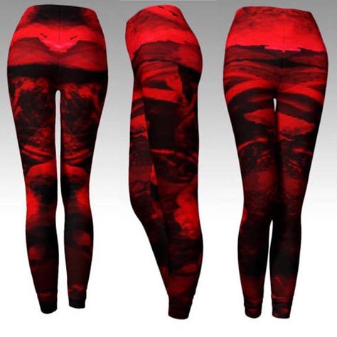 LEGGINGS Winter Fashion Leggings Red Christmas Leggings WOMENS Mala Sauce, Winter Fashion Leggings, Painted Leggings, Cool Leggings, Leggings Winter, Gothic Shirts, Skull Leggings, Harley Quinn Costume, Harley Quinn Joker