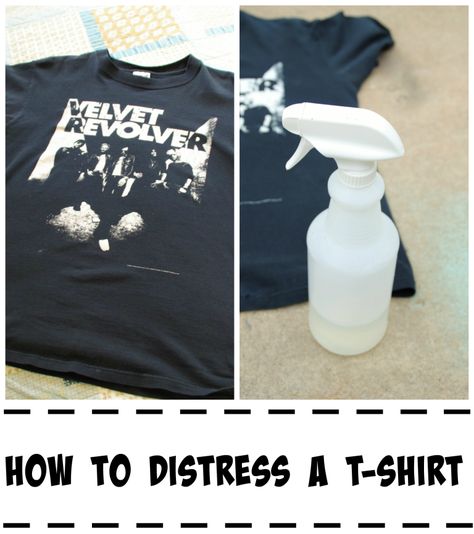 Distressed Tshirt Diy, Distressed Outfit, Nicole Guerriero, Punk Fashion Diy, Kids Falling, Black Spruce, Distressed Tshirt, How To Fade, Distressed Shirt