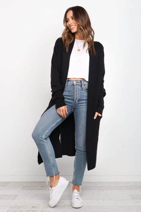 Black Long Cardigan Outfit, Long Black Cardigan Outfit, Black Cardigan Outfit, Winter Cardigan Outfit, Knit Cardigan Outfit, Long Cardigan Outfit, Cardigan Fall Outfit, Long Black Cardigan, Black Knit Cardigan