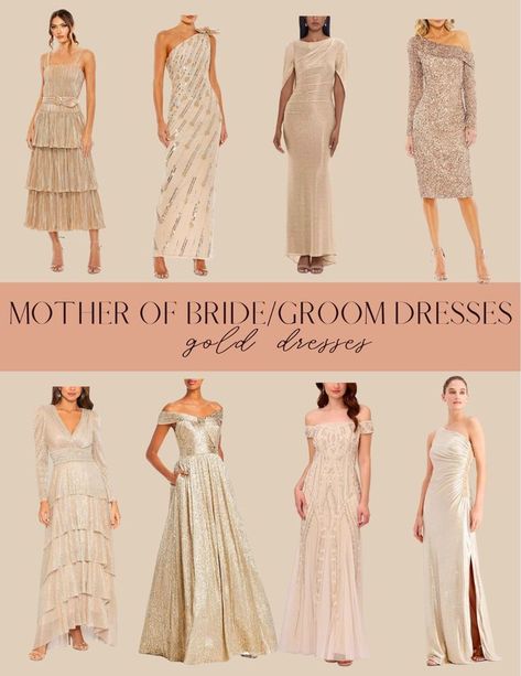 Gold Mother of Bride Dresses Mother Of The Bride Dresses Gold, Mother Of Groom Dress, Black Tie Dress Wedding, Mother Of The Groom Dress, Silver Grey Dress, Gold Midi Dress, Mother Of Groom, Mother Of Bride Outfits, Cape Gown