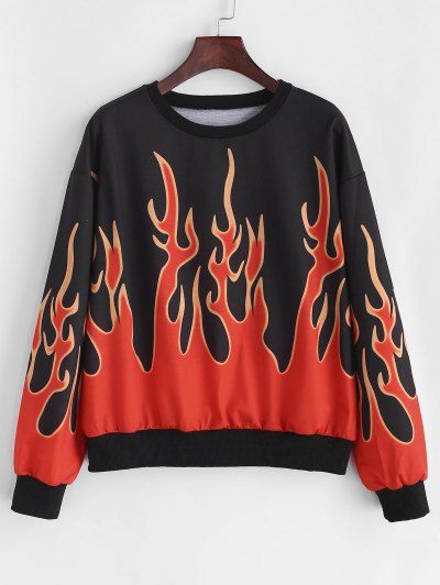 Flame Sweatshirt, Flame Pattern, Casual Kimono, Passion For Life, Women Hoodies, Basic Sweatshirt, Style Sweatshirt, Matching Swimwear, Sweatshirt White