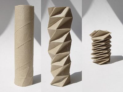 Paper Towel Crafts, Sogetsu Ikebana, Geometric Origami, Origami Lamp, Paper Architecture, Cardboard Design, Origami Paper Art, Origami Folding, Origami Design