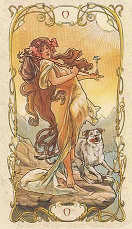 Tarot major arcana | Card 0 | The fool | Beginnings, innocence, spontaneity, a free spirit Tarot Mucha, Tarot The Fool, Tarot Card Art, Alphonse Mucha Art, Mucha Art, Alfons Mucha, Tarot Major Arcana, Tarot Cards Art, Art Carte