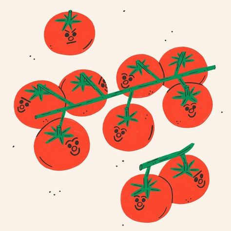 Tess Smith-Roberts on Instagram: "🍅 Tomatoes 🍅" Food To Draw, Personal Branding Identity, Its Nice That, Typography Graphic, Bright Colours, Perfect Food, Graphic Design Typography, Summer Garden, Personal Branding