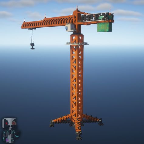 The crane from my Cyberpunk Construction Ideas video on YT. Collab with Captain_JEK Click through to watch. Minecraft Crane Design, Minecraft Oil Rig, Minecraft Construction Site, Minecraft Crane, Minecraft Rocket, Ship Minecraft, Minecraft Cyberpunk, Minecraft Activities, Minecraft Storage