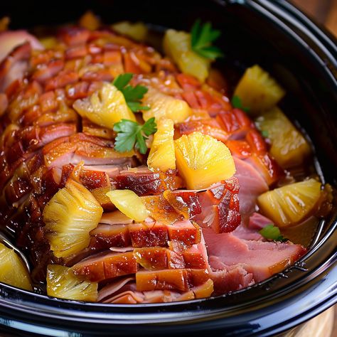 Glazed Easter Ham, Ham With Pineapple, Pineapple Chutney, Brown Sugar Pineapple, Brown Sugar Ham, Cooked Pineapple, Pineapple Ham, Easter Ham, Crockpot Ham