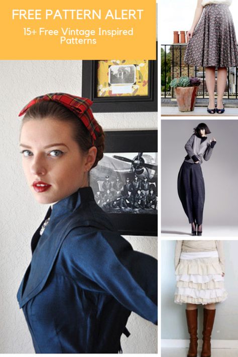 15+ Vintage-Inspired Sewing Patterns You Can Download for Free Vintage Pdf Sewing Patterns, Vintage Inspired Sewing Patterns, Vintage Skirt Pattern Free, Free Vintage Dress Patterns, Winter Sewing Patterns Women, Free Vintage Sewing Patterns For Women, Trendy Sewing Patterns Free, Free Sewing Patterns For Women Printable, Formal Dress Patterns For Women