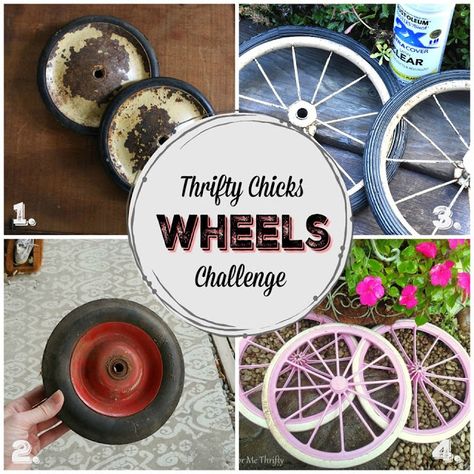 Wagon Wheel Ideas Diy Projects, Old Metal Wheels Ideas, Bicycle Wheel Repurposed, Bicycle Upcycle, Wheel Crafts, Wheel Wreath, French Market Basket, Garden Totem, Wagon Wheels